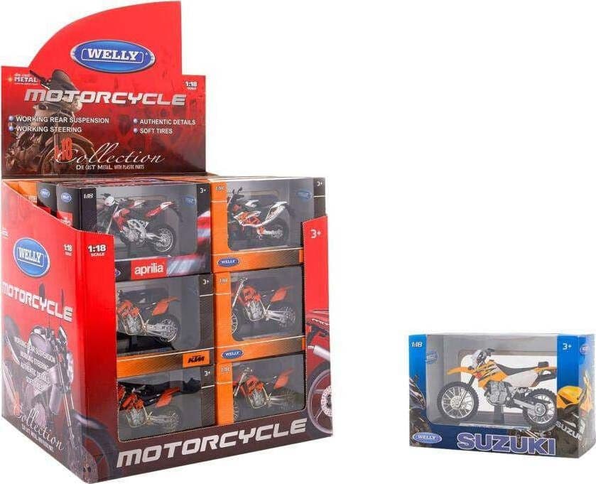 Modellino-1:18-moto-Welly-Cross-assortito