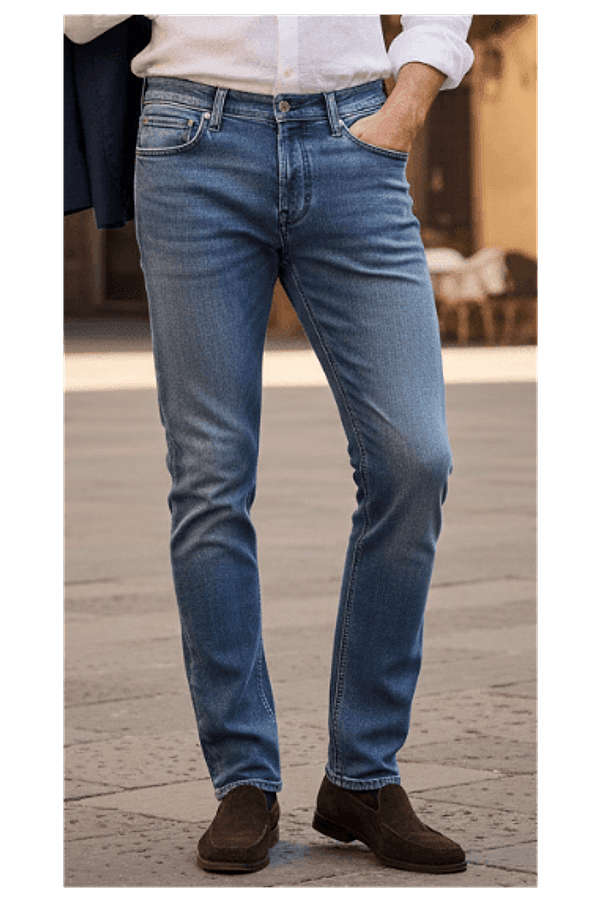 Jeans Uomo Jacob Cohen PW688 - 5 Tasche Denim Slavato Comfort in Jeans Couture - Sestu, commercioVirtuoso.it