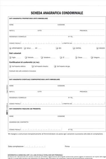 Modello richiesta dati anagrafici proprietario-affittuario - 2 copie - A4 - 29 x 21cm - Edipro Cancelleria e prodotti per ufficio/Archivio ufficio e accessori per scrivania/Modulistica e conservazione registri/Libri e registri contabili Eurocartuccia - Pavullo, Commerciovirtuoso.it