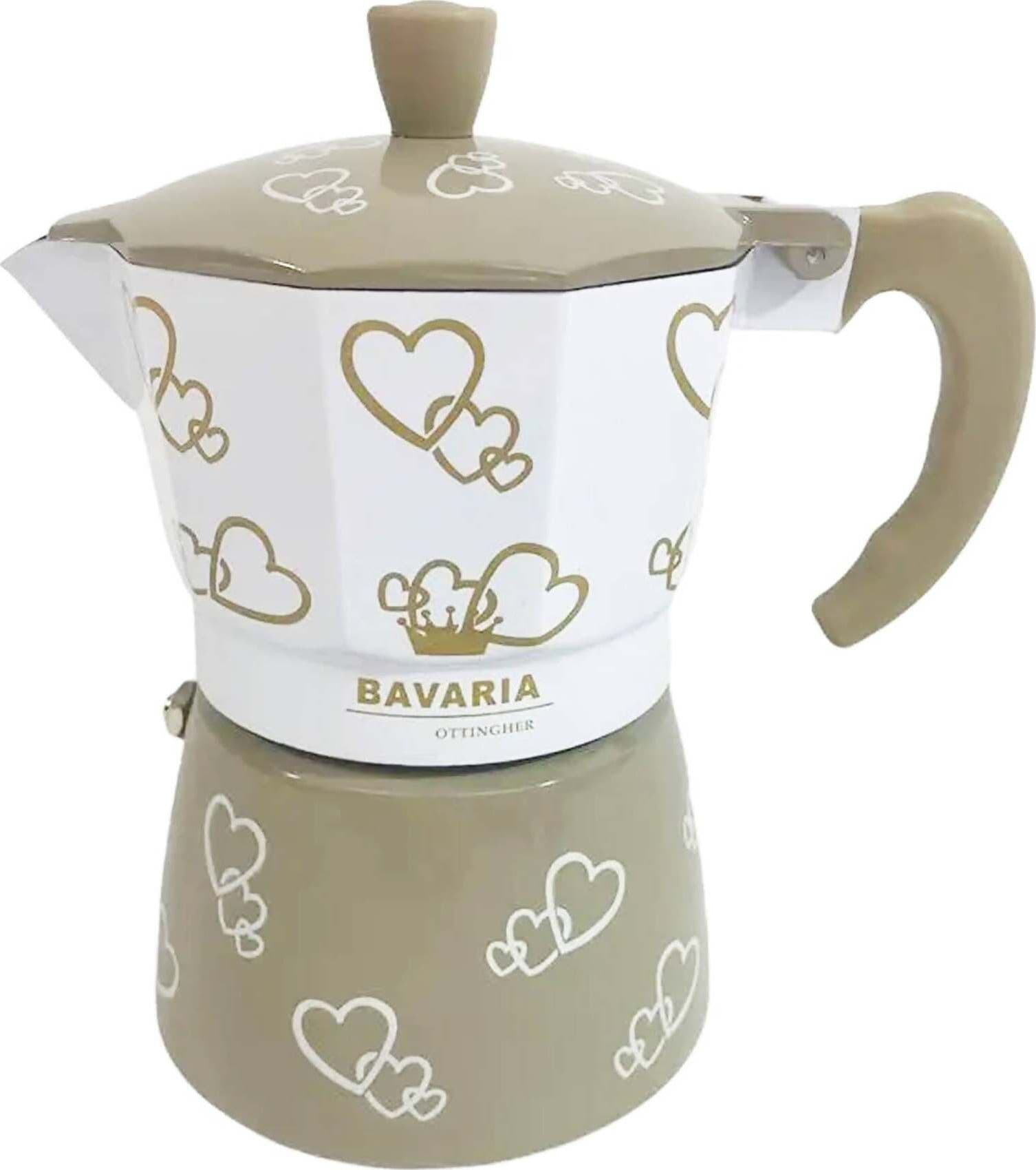 Moka Bavaria My Love Bianca e Beige a Cuori SILHOUETTE Caffettiera 6 Tazze In Alluminio Cuore di Pietra Moka Classica MOKA CAFFE L'Orchidea - Siderno, Commerciovirtuoso.it