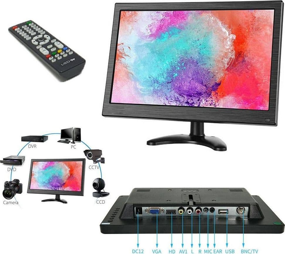 MONITOR HDMI VGA SCHERMO LCD TFT 13.3 POLLICI 1080P ALTOPARLANTE BNC USB RCA