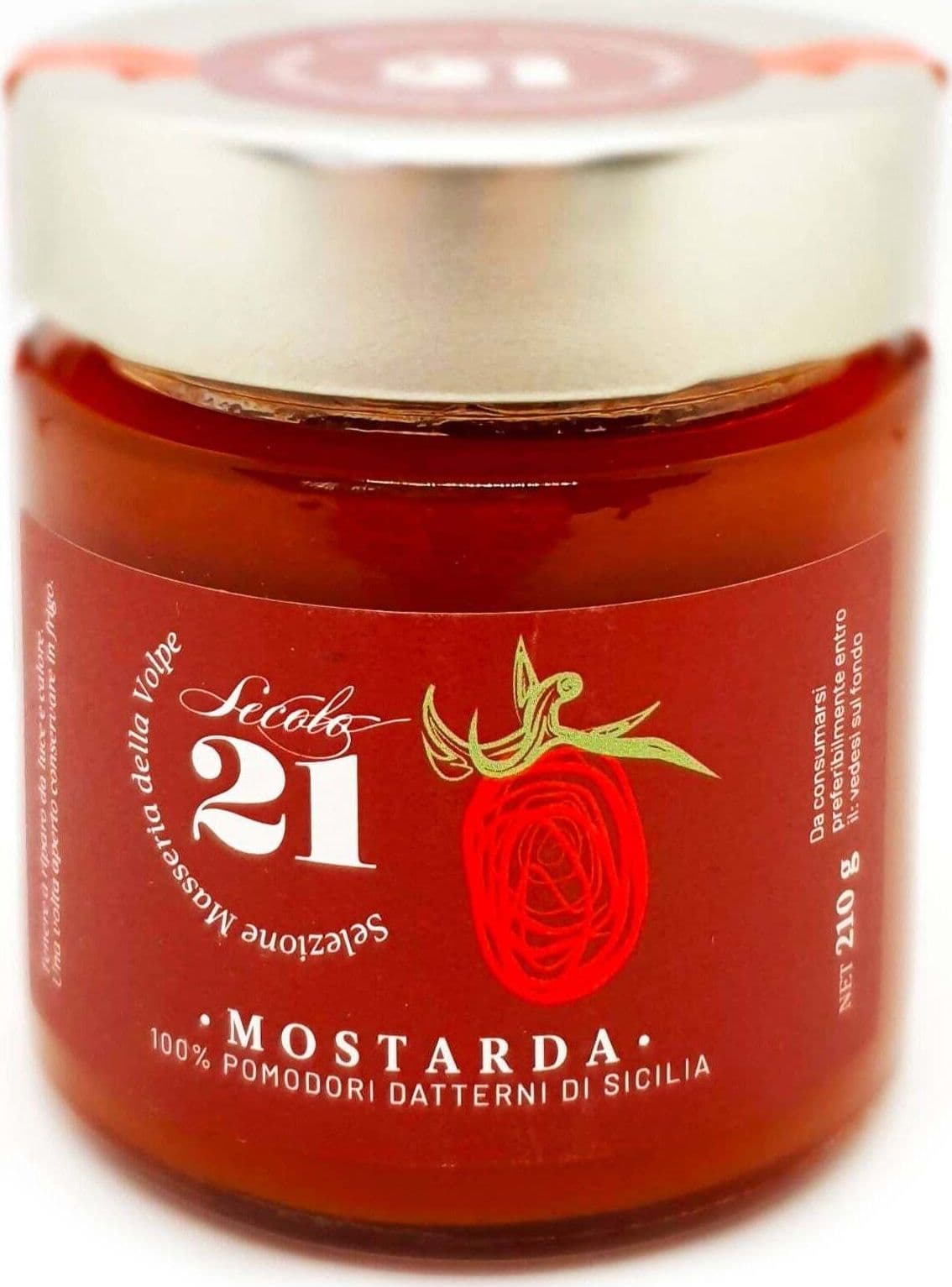Mostarda Di Pomodoro Datterino Siciliano 210gr. Composta Artigianale di Pomodoro per Carni e Formaggi 100% Made in Italy Secolo 21 in Salsa agrodolce Azienda Agricola Secolo21 - Noto, commercioVirtuoso.it