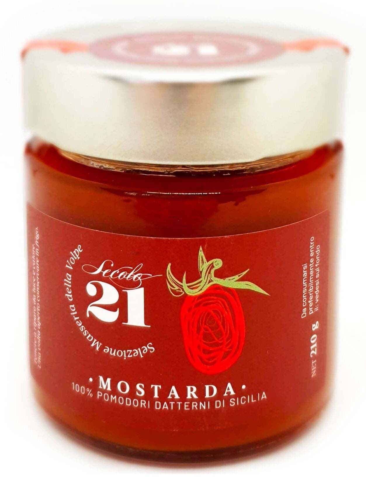 Mostarda Di Pomodoro Datterino Siciliano 210gr. Composta Artigianale di Pomodoro per Carni e Formaggi 100% Made in Italy Secolo 21 in Salsa agrodolce Azienda Agricola Secolo21 - Noto, commercioVirtuoso.it