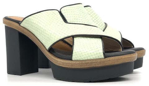 MOT-CLE' BY DONNA SOFT Sabot pelle stampata pitone verde apple in Stivali Calzature Durello - Agna, commercioVirtuoso.it