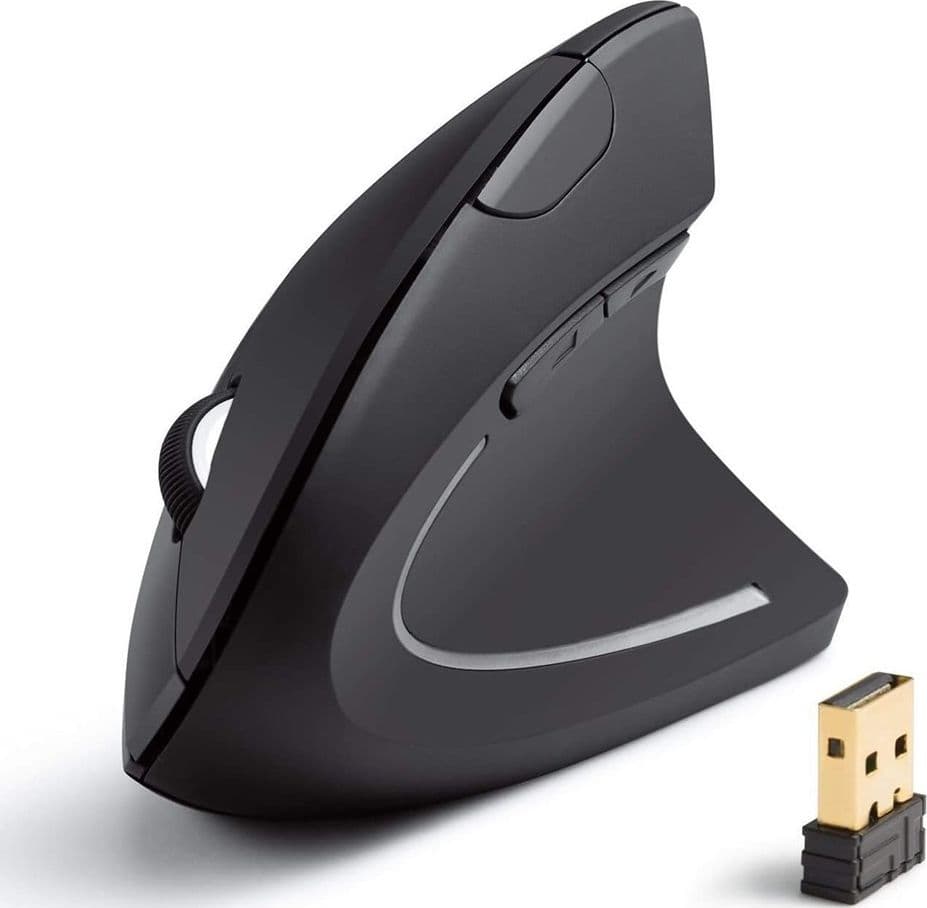 MOUSE VERTICALE WIRELESS SENZA FILI IMPUGNATURA VERTICALE DESIGN ERGONOMICO NERO in prodotto Trade Shop italia - Napoli, commercioVirtuoso.it