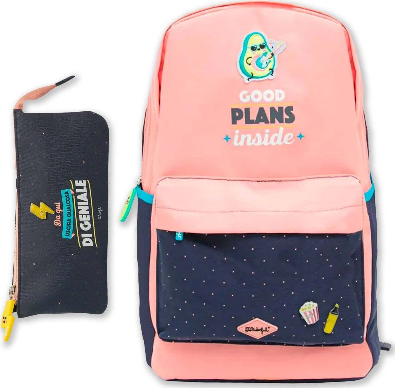 Mr Wonderful Set Zaino Rosa Scuola + Astuccio Triplo Tre Scomparti Set Scuola Rosa E Blu Good Plans Inside E Idea Geniale Set Scuola Completo Mr-Wanderful in Zaini per ragazzi Cartolibreria La Fenice - Spadafora, commercioVirtuoso.it