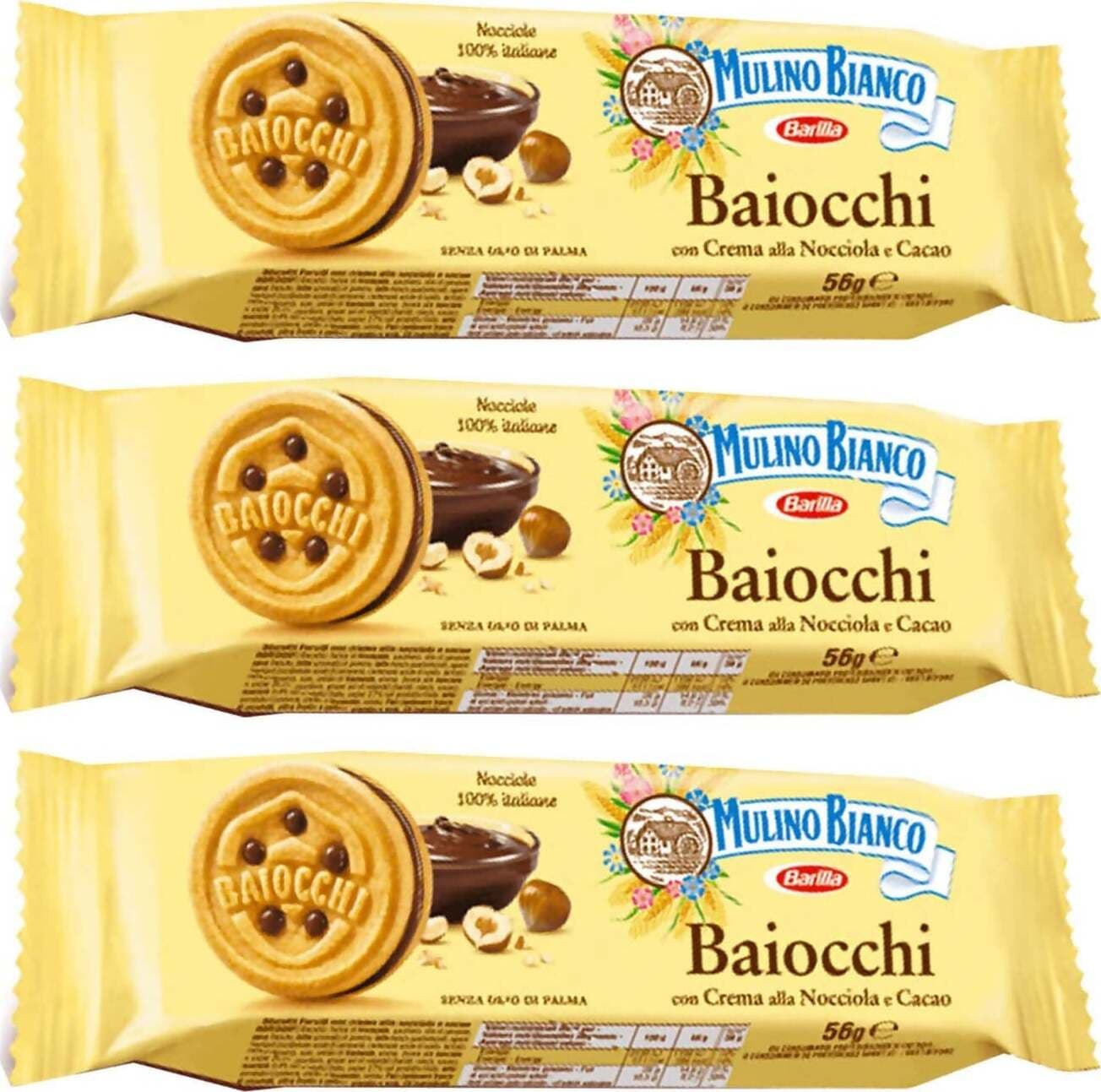 Mulino Bianco 42x Biscotti Baiocchi 56 Gr Con Crema Alla Nocciola E Cacao 42 Monoporzioni Da 3 Pz Alimentari e cura della casa/Snack dolci e salati/Biscotti/Al cioccolato Franco Pausa Caffè - Albano Laziale, Commerciovirtuoso.it