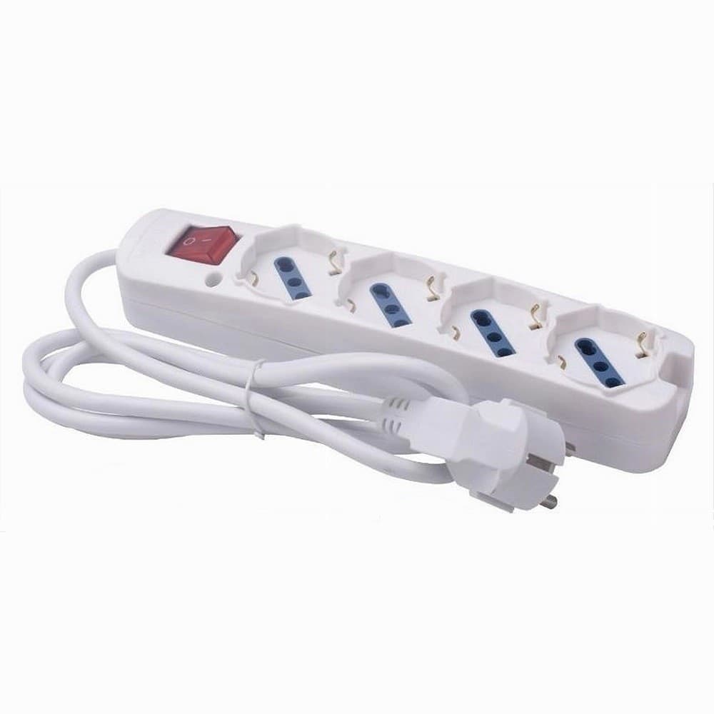MULTIPRESA 4 USCITE UNIVERSALI SPINA 16A CAVO 1.5MT BIANCO CON INTERRUTTORE 80174N in Multiprese Trade Shop italia - Napoli, commercioVirtuoso.it