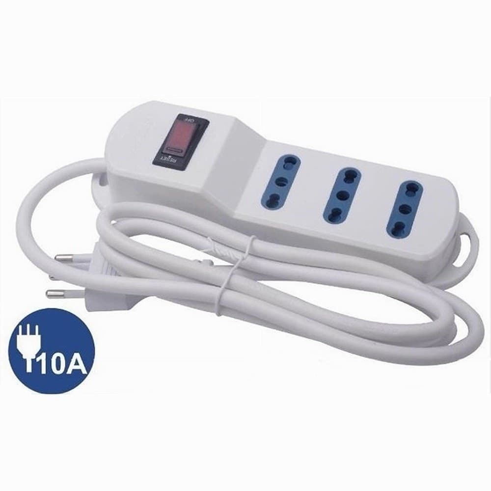 MULTIPRESA CON 3 USCITE UNIVERSALI BIPASSO SPINA 10A CAVO 1.5 MT BIANCO 80091N in Multiprese Trade Shop italia - Napoli, commercioVirtuoso.it
