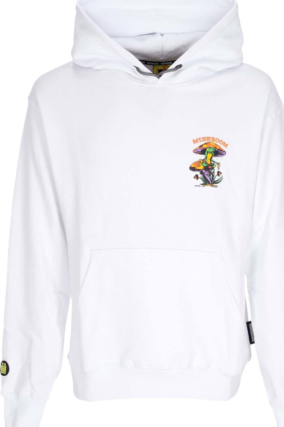 MUSHROOM-Felpa-Cappuccio-Uomo-Meditation-Hoodie-White-da-uomo