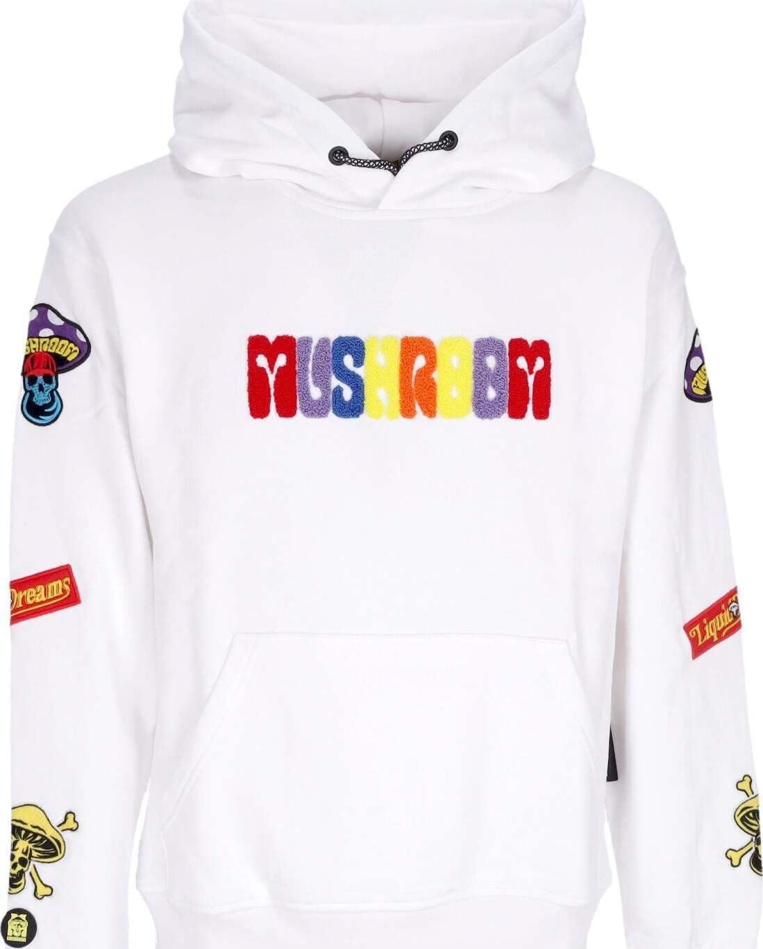 MUSHROOM-Felpa-Cappuccio-Uomo-Sublimatic-Patch-Hoodie-White-da-uomo