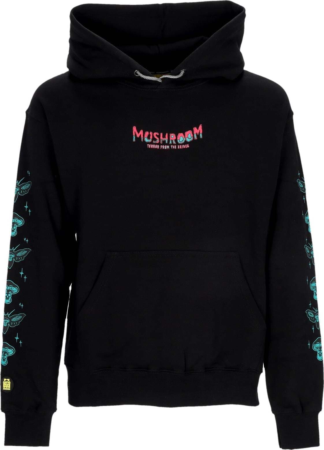 MUSHROOM-Felpa-Cappuccio-Uomo-Terror-From-the-Bridge-Hoodie-Black-da-uomo