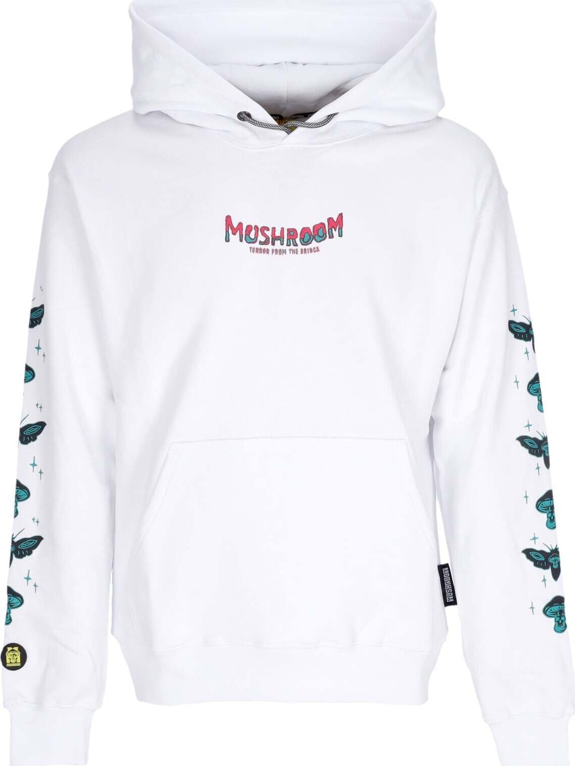 MUSHROOM-Felpa-Cappuccio-Uomo-Terror-From-the-Bridge-Hoodie-White-da-uomo