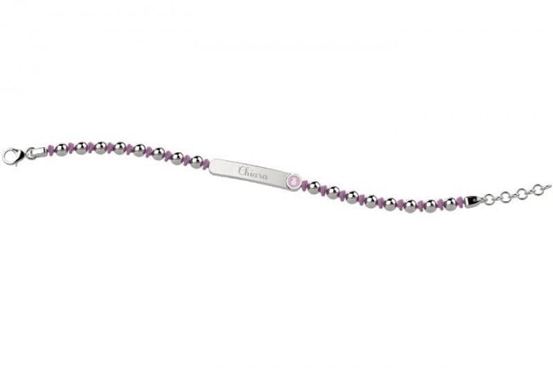 Nanàn Bracciale con nodini e perline - Targhetta personalizzabile