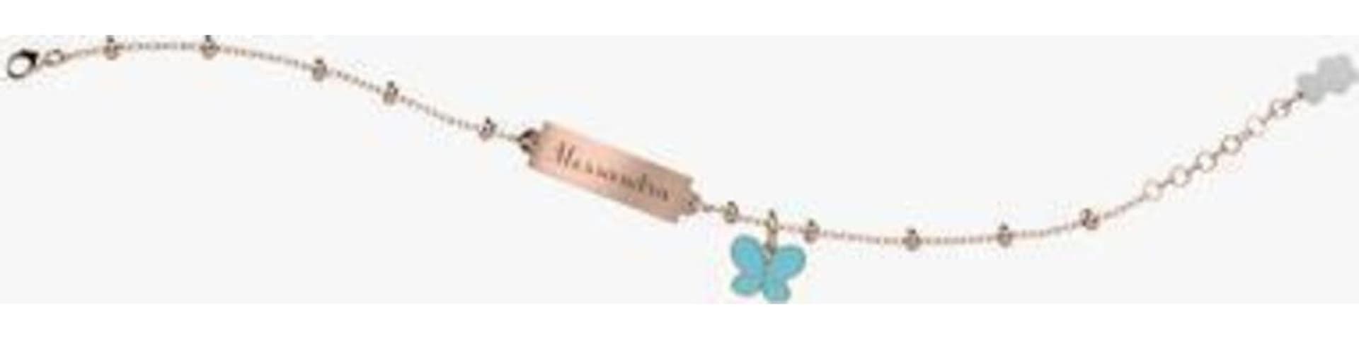 Nanàn-Bracciale-con-Targhetta-Personalizzabile-e-Farfalla-Turchese-Nanán