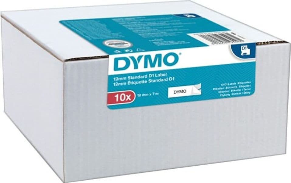 Nastri Dymo D1 - 12 mm x 7 mt - nero-bianco - Dymo - value pack 10 pezzi Cancelleria e prodotti per ufficio/Elettronica per ufficio/Accessori/Accessori per etichettatrici Eurocartuccia - Pavullo, Commerciovirtuoso.it