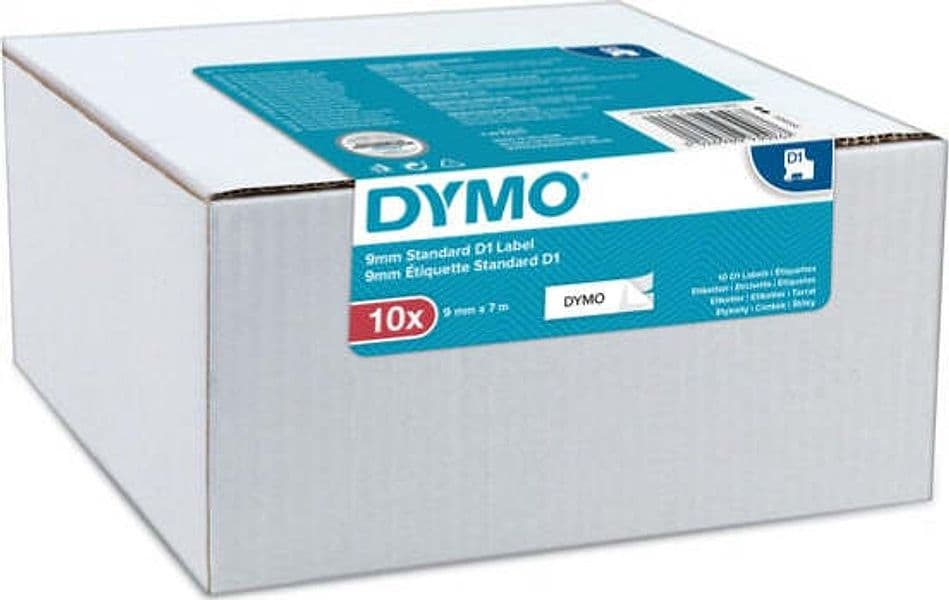 Nastri Dymo D1 - 9 mm x 7 mt - nero-bianco - Dymo - value pack 10 pezzi Cancelleria e prodotti per ufficio/Elettronica per ufficio/Accessori/Accessori per etichettatrici Eurocartuccia - Pavullo, Commerciovirtuoso.it