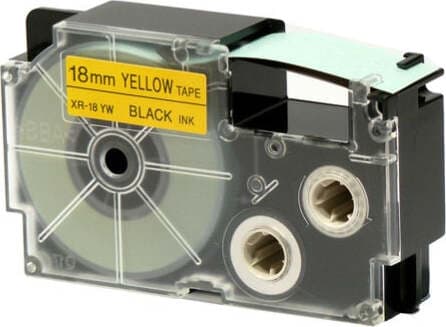 Nastro - 18 mm x 8 mt - nero-giallo - Casio Cancelleria e prodotti per ufficio/Elettronica per ufficio/Accessori/Accessori per etichettatrici Eurocartuccia - Pavullo, Commerciovirtuoso.it