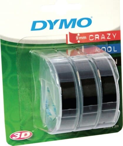 Nastro a rilievo - 9 mm x 3 mt - nero - Dymo - blister 3 nastri Cancelleria e prodotti per ufficio/Elettronica per ufficio/Accessori/Accessori per etichettatrici Eurocartuccia - Pavullo, Commerciovirtuoso.it
