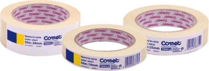 Nastro adesivo in carta - 25 mm x 50 m - beige - Comet Fai da te/Pitture trattamenti per pareti e utensili/Strumenti e attrezzi per verniciatura/Materiali di preparazione/Nastro/Nastro per mascheratura Eurocartuccia - Pavullo, Commerciovirtuoso.it