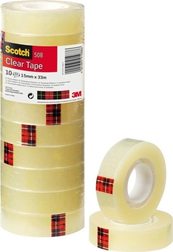 Nastro adesivo Scotch 508 - 15 mm x 33 mt - trasparente - Scotch - torre 10 rotoli Cancelleria e prodotti per ufficio/Archivio ufficio e accessori per scrivania/Nastri colle elastici e graffette/Adesivi e colle/Colle Eurocartuccia - Pavullo, Commerciovirtuoso.it