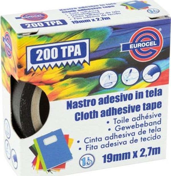 Nastro adesivo telato TPA 200 - 19 mm x 2 7 mt - nero - Eurocel Fai da te/Pitture trattamenti per pareti e utensili/Strumenti e attrezzi per verniciatura/Materiali di preparazione/Nastro/Nastro per mascheratura Eurocartuccia - Pavullo, Commerciovirtuoso.it