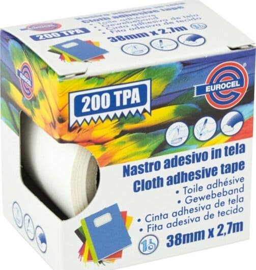 Nastro adesivo telato TPA 200 - 38 mm x 2 7 mt - bianco - Eurocel Fai da te/Pitture trattamenti per pareti e utensili/Strumenti e attrezzi per verniciatura/Materiali di preparazione/Nastro/Nastro per mascheratura Eurocartuccia - Pavullo, Commerciovirtuoso.it
