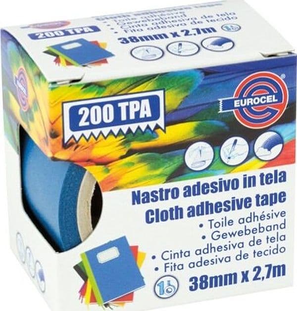 Nastro adesivo telato TPA 200 - 38 mm x 2 7 mt - blu - Eurocel Fai da te/Pitture trattamenti per pareti e utensili/Strumenti e attrezzi per verniciatura/Materiali di preparazione/Nastro/Nastro per mascheratura Eurocartuccia - Pavullo, Commerciovirtuoso.it