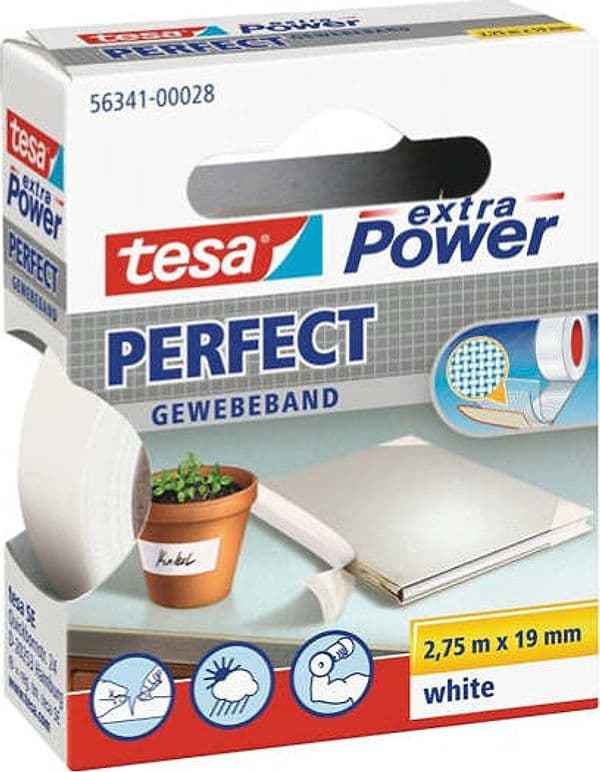 Nastro adesivo telato XP Perfect - 19 mm x 2 7 m - bianco - Tesa Fai da te/Pitture trattamenti per pareti e utensili/Strumenti e attrezzi per verniciatura/Materiali di preparazione/Nastro/Nastro per mascheratura Eurocartuccia - Pavullo, Commerciovirtuoso.it