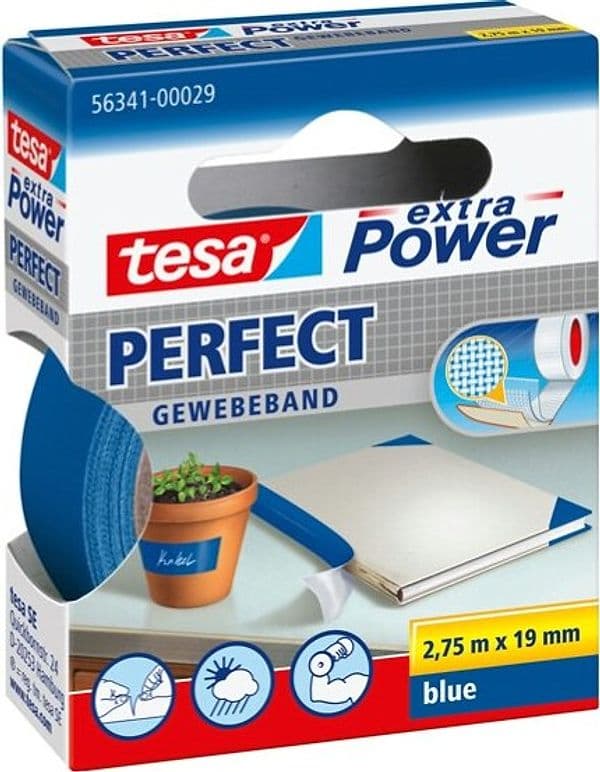 Nastro adesivo telato XP Perfect - 19 mm x 2 7 m - blu -Tesa Fai da te/Pitture trattamenti per pareti e utensili/Strumenti e attrezzi per verniciatura/Materiali di preparazione/Nastro/Nastro per mascheratura Eurocartuccia - Pavullo, Commerciovirtuoso.it