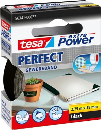 Nastro adesivo telato XP Perfect - 19 mm x 2 7 m - nero - Tesa Fai da te/Pitture trattamenti per pareti e utensili/Strumenti e attrezzi per verniciatura/Materiali di preparazione/Nastro/Nastro per mascheratura Eurocartuccia - Pavullo, Commerciovirtuoso.it