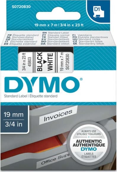 Nastro D1 458030 - 19 mm x 7 mt - nero-bianco - Dymo Cancelleria e prodotti per ufficio/Elettronica per ufficio/Accessori/Accessori per etichettatrici Eurocartuccia - Pavullo, Commerciovirtuoso.it