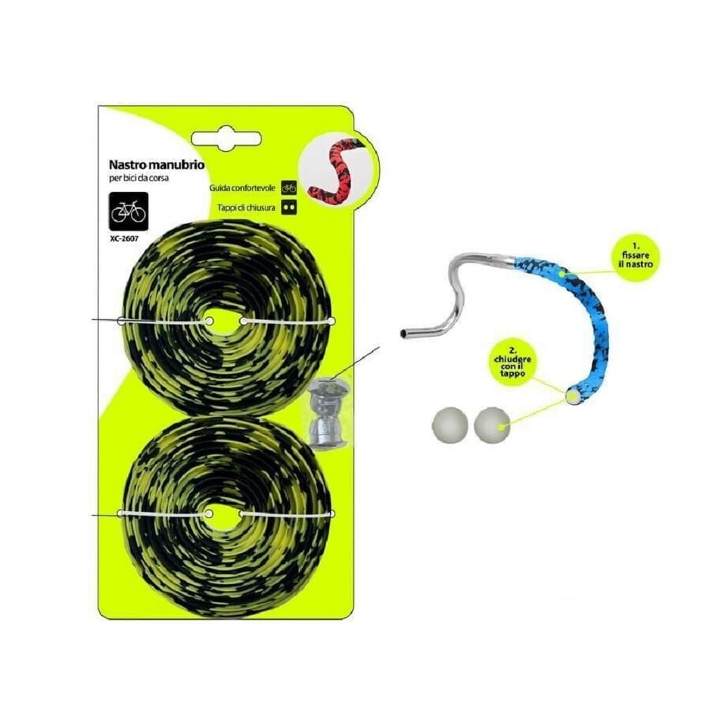 Nastro Manubrio Per Bici Bicicletta Da Corsa Universale Tappi Chiusura Xc-2607 Sport e tempo libero/Attività ricreative all'aperto/Ciclismo/Componenti e parti/Nastro da manubrio Trade Shop italia - Napoli, Commerciovirtuoso.it