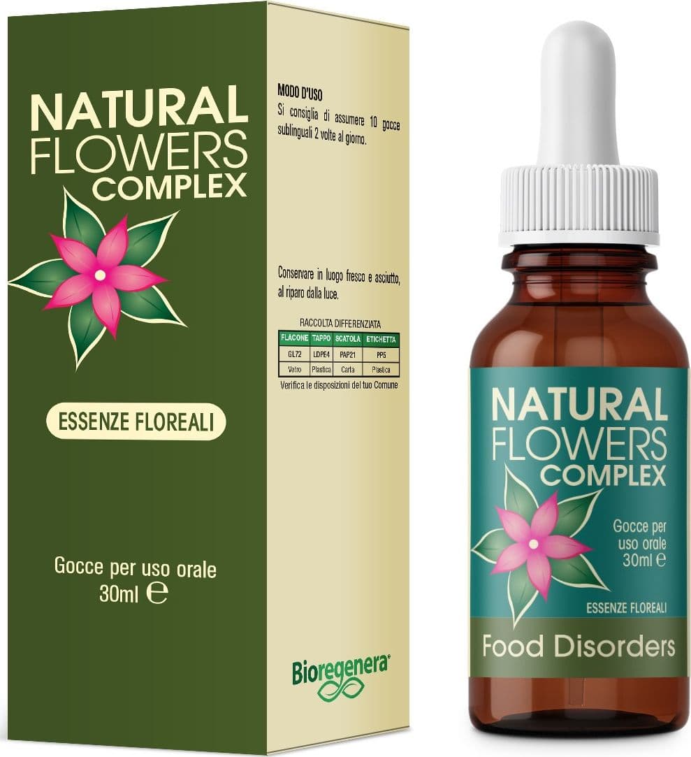 NATURAL FLOWERS FOOD DISORDERS essenze floreali Gocce 30 ml in Oli per il corpo Bioregenera - Grosseto, commercioVirtuoso.it