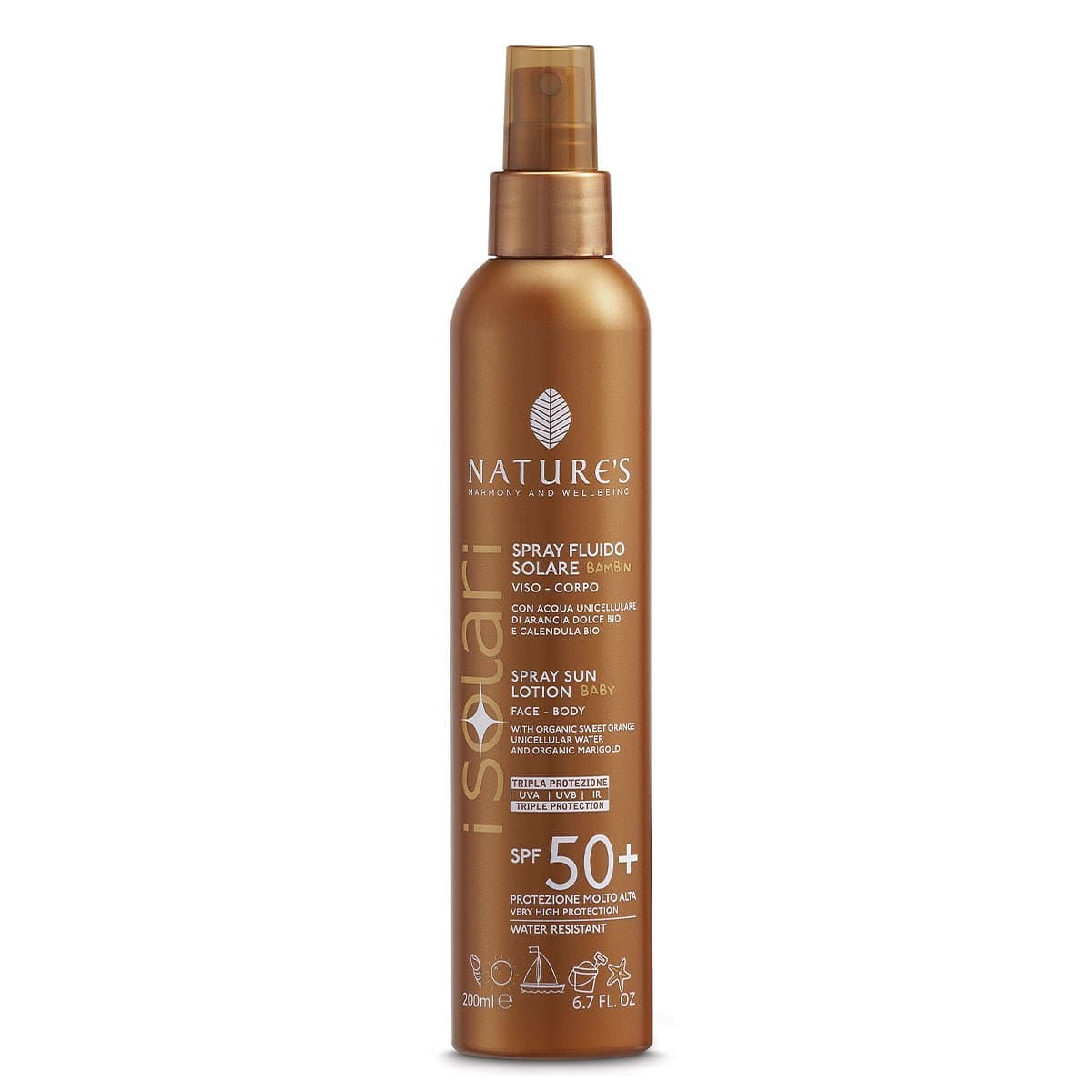Nature's---iSolari,-Spray-Fluido-Solare-Bambini-SPF-50+,-Protezione-Solare-Spray,-Protezione-Solare-Bambini,-Rapido-Assorbimento,-Azione-Protettiva-200-ml
