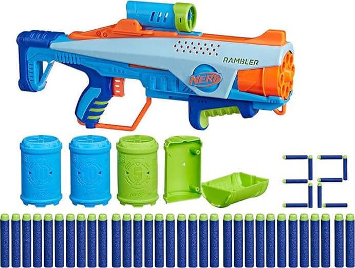 Nerf-elite-junior-jr-rookie-pack,-blaster-facile-da-usare,-32-dardi-nerf-elite,-4-bersagli