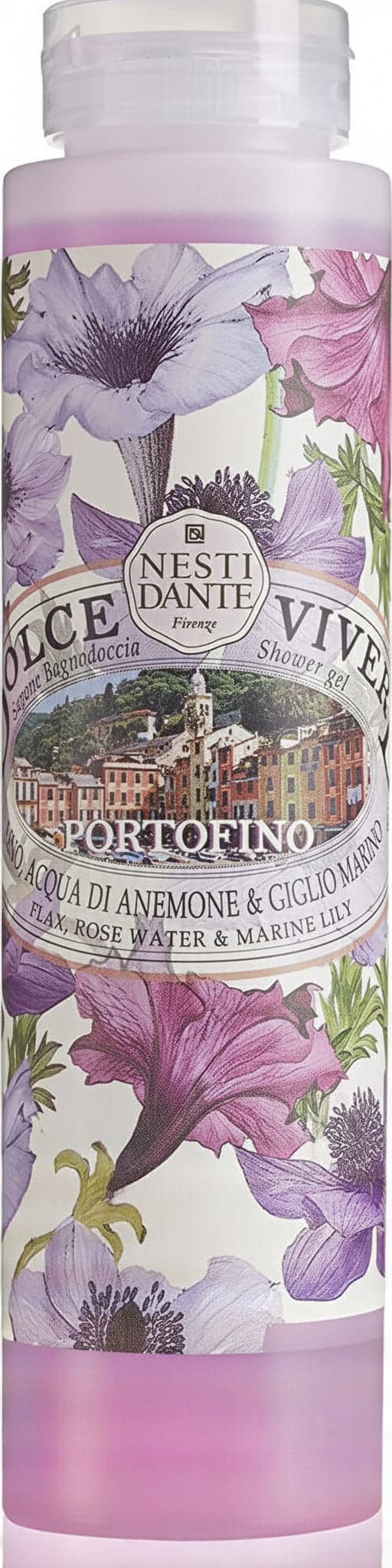 Nesti Dante Gel Doccia Portofino 300 ml Bagnoschiuma Dolce Vivere Profumato Sapone Liquido Lino, Acqua di Anemone e Giglio Marino