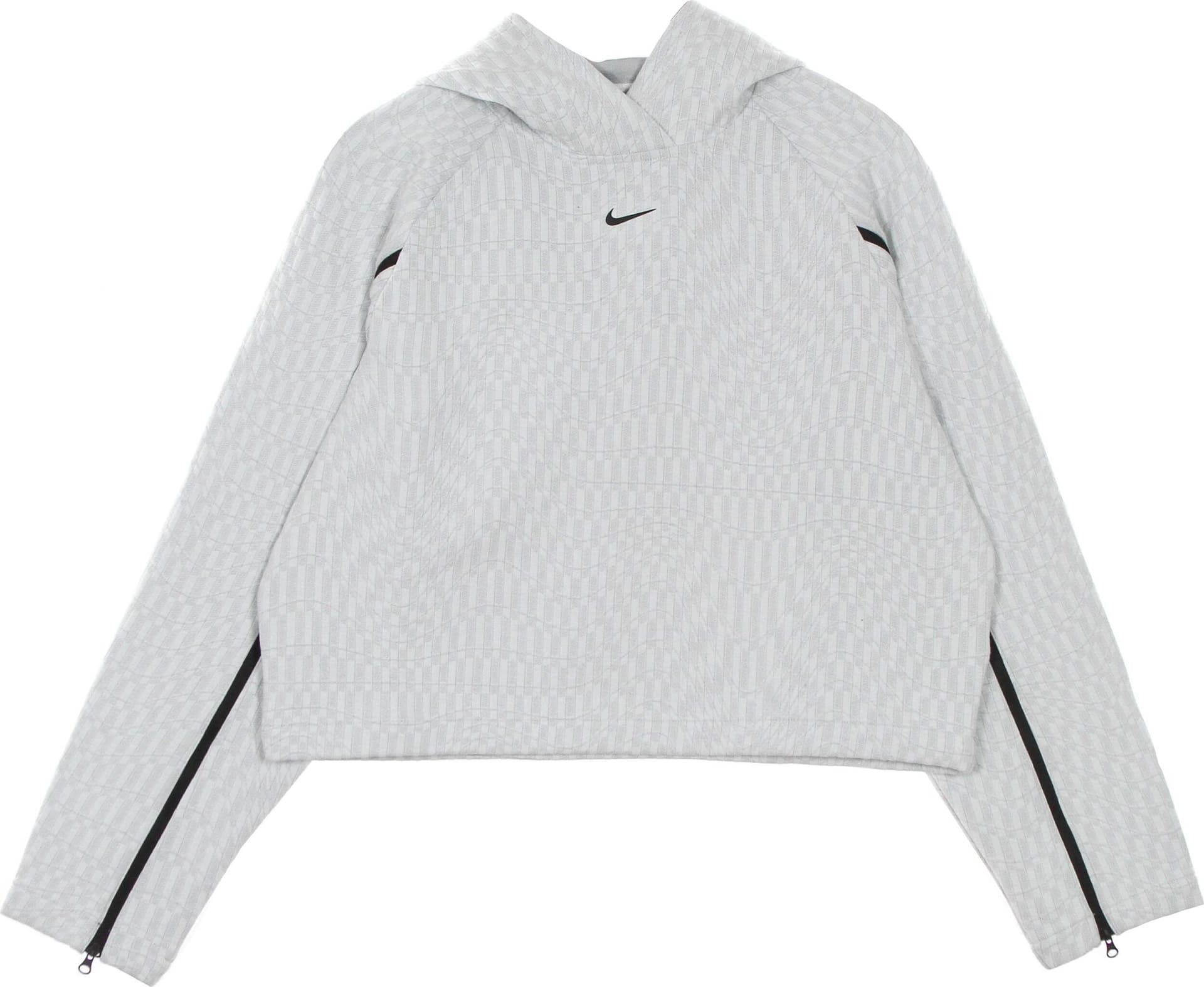 Nike-Felpa-Leggera-Cappuccio-Donna-W-Sportswear-Tech-Pack-Hoodie-All-Over-Jacquard-White/black-da-donna