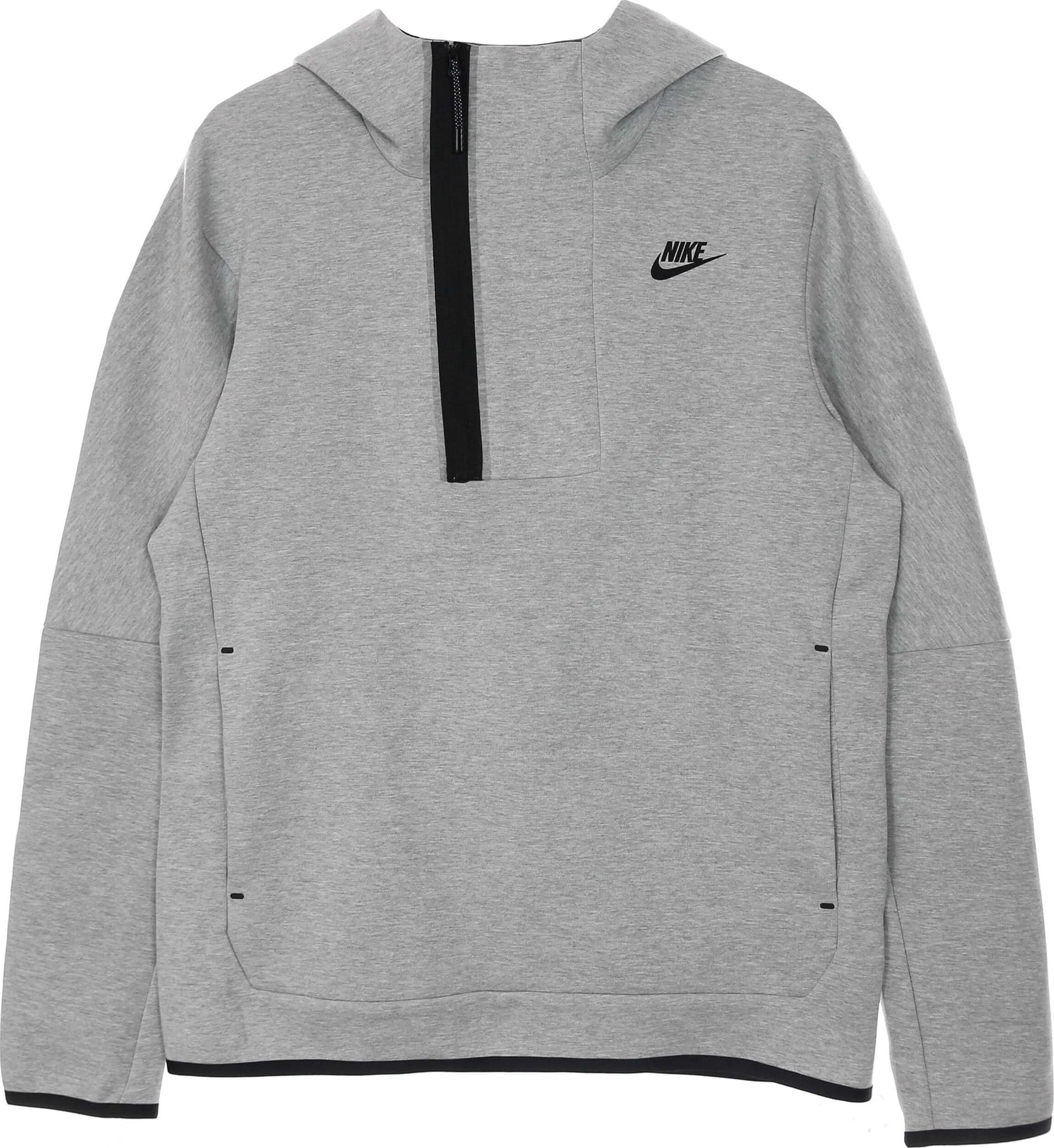 Nike-Felpa-Leggera-Cappuccio-Uomo-M-Sportswear-Tech-Fleece-Half-Zip-Hoodie-Dk-Grey-Heather/black-da-uomo