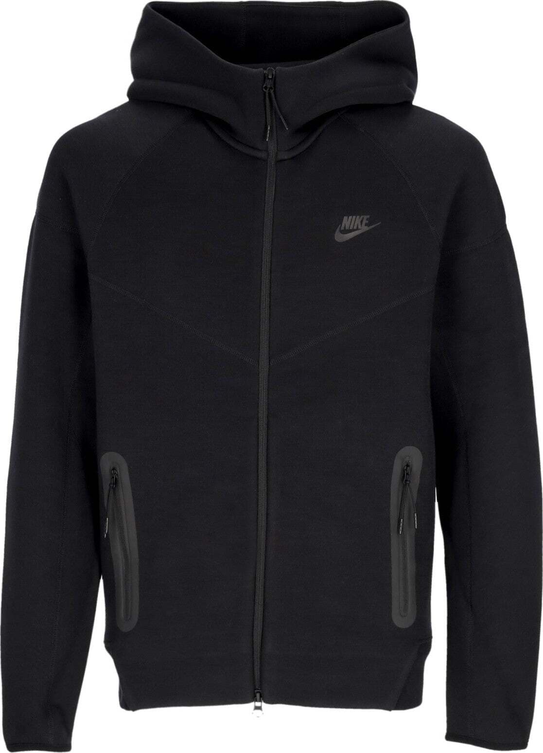 Nike-Felpa-Leggera-Cappuccio-Zip-Uomo-Tech-Fleece-Full-zip-Windrunner-Hoodie-Black/black-da-uomo
