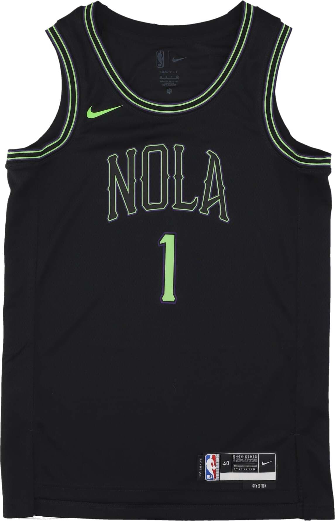 NIKE-NBA-Canotta-Basket-Uomo-Nba-City-Edition-2023/24-Dri-fit-Swingman-Jersey-No-1-Zion-Williamson-Neopel-Black-da-uomo