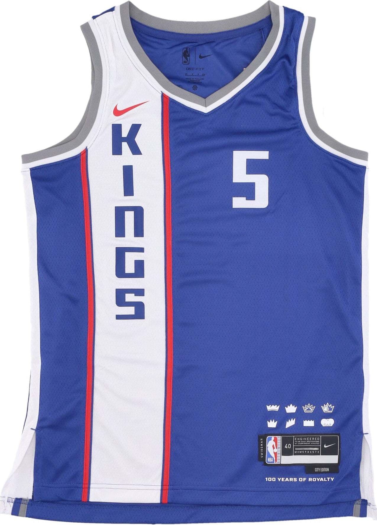 NIKE-NBA-Canotta-Basket-Uomo-Nba-City-Edition-2023/24-Dri-fit-Swingman-Jersey-No-5-De'aaron-Fox-Sackin-Rush-Blue-da-uomo
