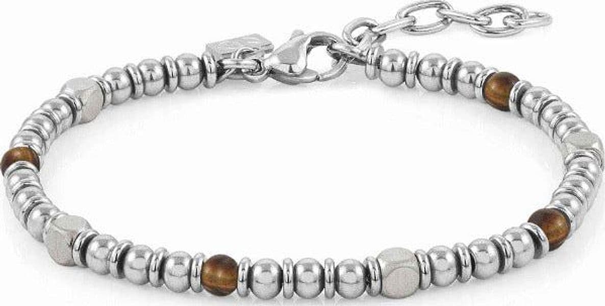 NOMINATION---BRACCIALE-INSTINCTSTYLE-IN-ACCIAIO-CON-PIETRE-DURE-MARRONE