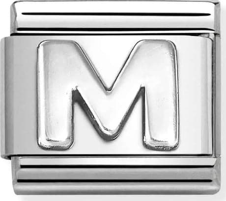 NOMINATION----LINK-COMPOSABLE-CLASSIC-LETTERA-M-IN-ARGENTO