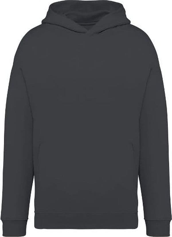 Felpa Oversize Iron Grey Grigio Felpa Unisex con Cappuccio Tascone Marsupio Vestibilità Ampia