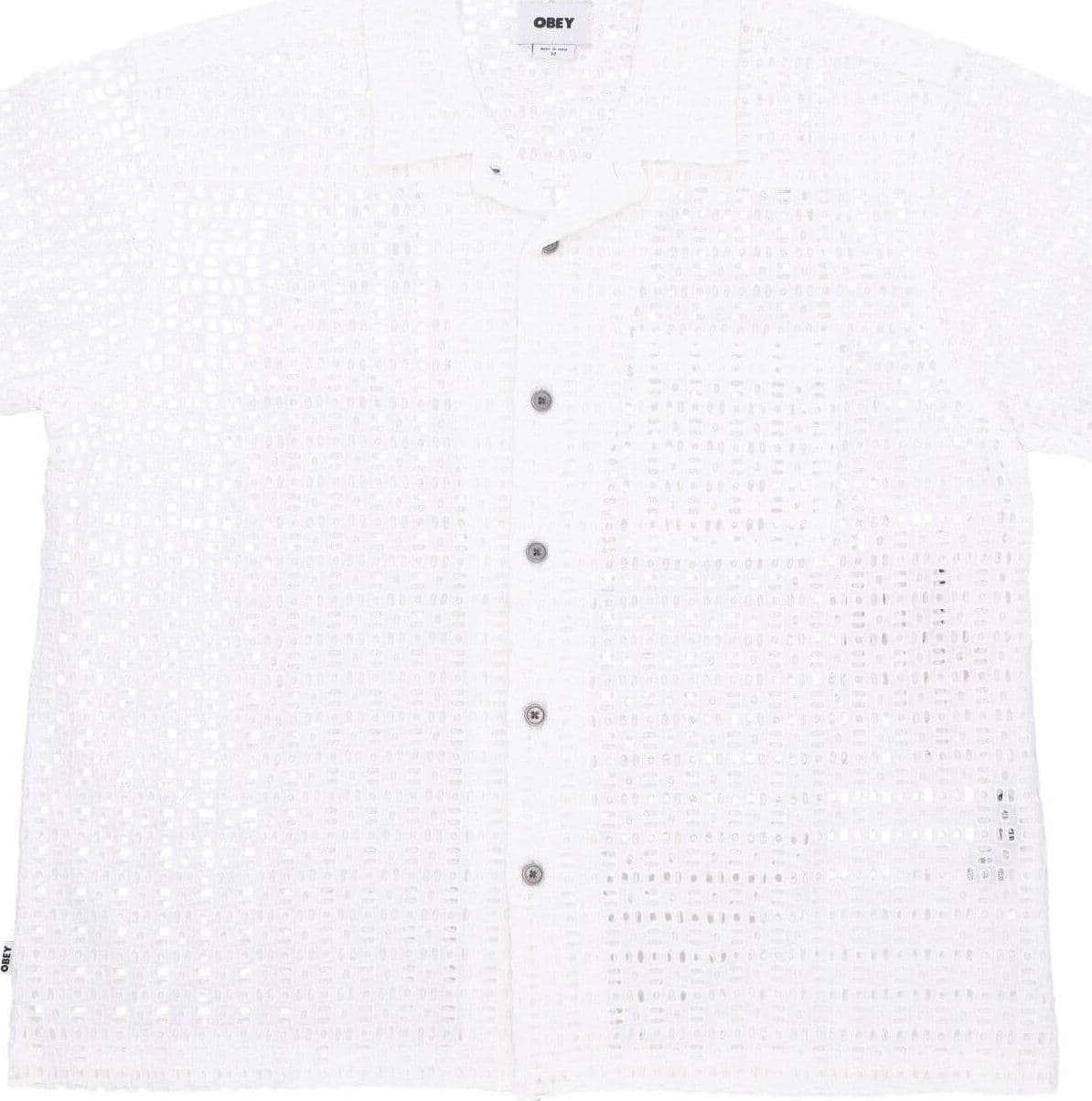 OBEY-Camicia-Manica-Corta-Uomo-Vida-Woven-White-da-uomo