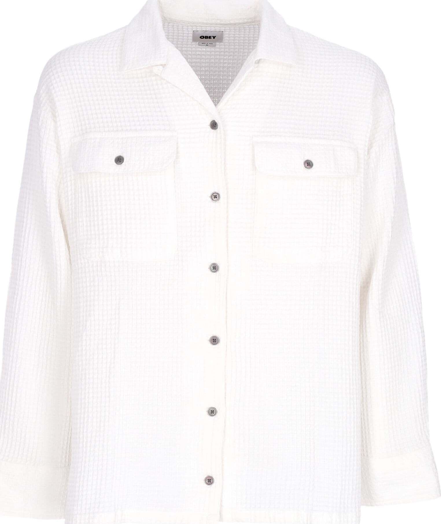 OBEY-Camicia-Manica-Lunga-Donna-W-Camille-Waffle-L/s-Shirt-Muted-White-da-donna
