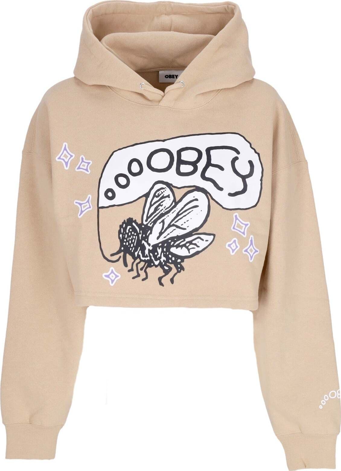 OBEY-Felpa-Cappuccio-Corta-Donna-Kylo-Baby-Hood-Matching-Sets-Oat-Milk-da-donna