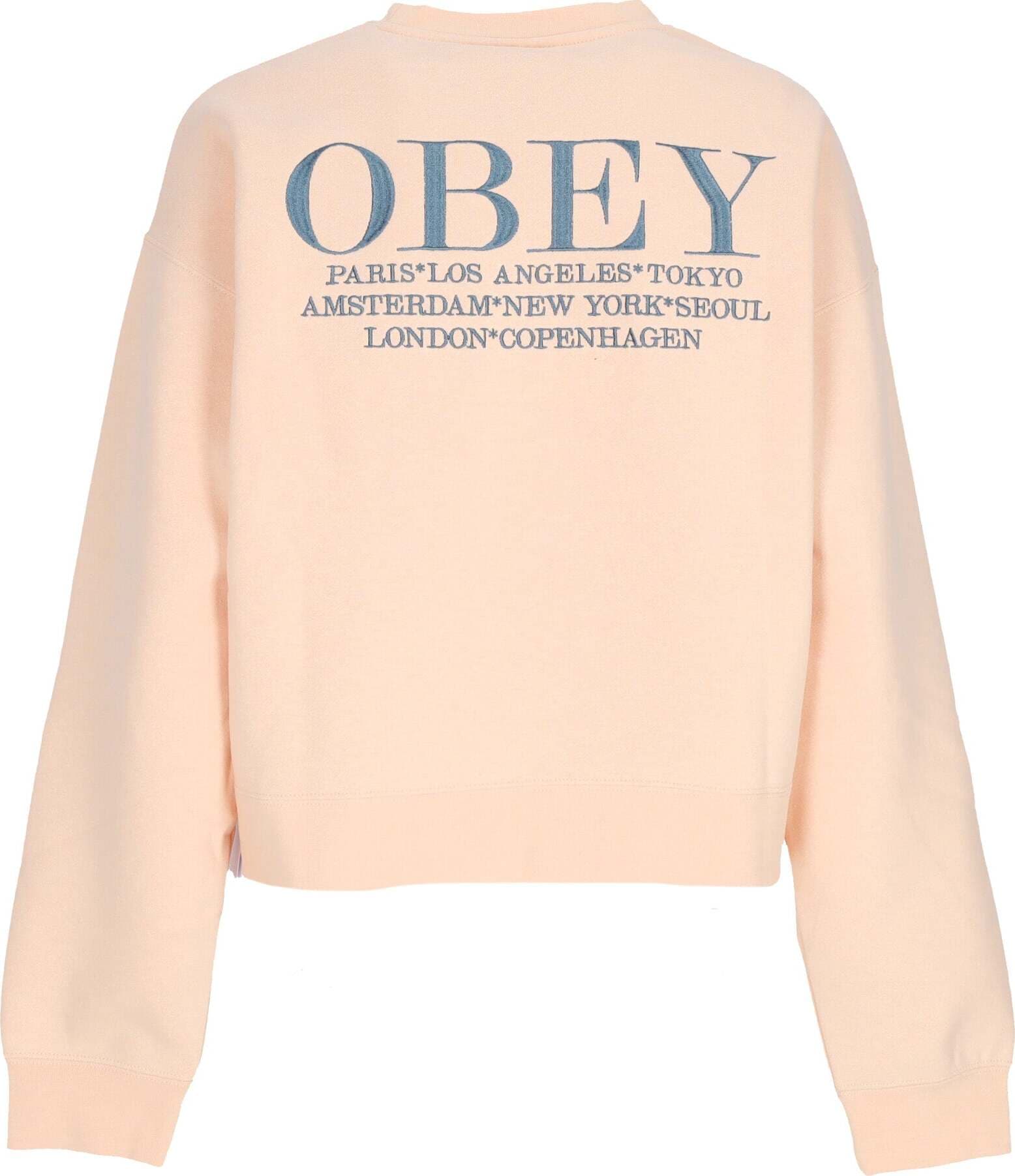 OBEY-Felpa-Girocollo-Donna-W-Cities-Crew-Peach-Parfait-da-donna