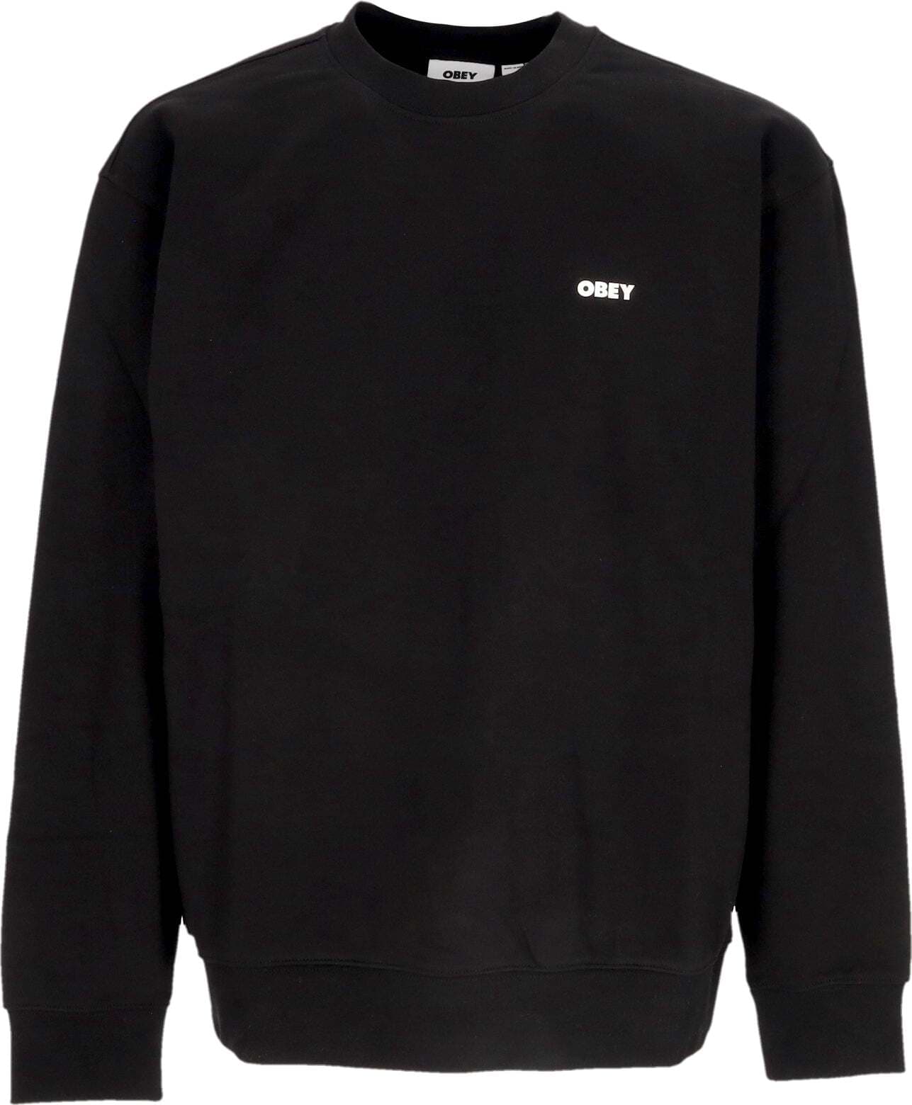OBEY-Felpa-Leggera-Girocollo-Uomo-Bold-Box-Fit-Premium-Crew-Fleece-Black-da-uomo